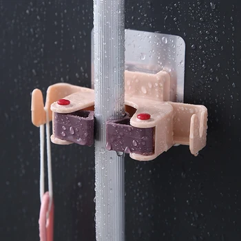 

Broom Mop Holder Wall Mounted Broom Rack Garage & Garden Tool Organizer Closet Storage Utility Hanger for Kitchen BV789