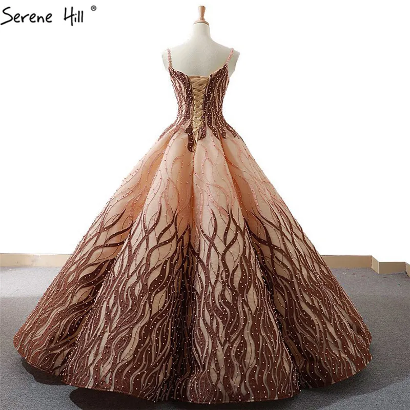 Gold Brown Dubai Design Sexy Wedding Dress 2021 Sleeveless Pearls  Embroidery Luxury Bridal Gowns Real Picture Hm66695 - Wedding Dresses -  AliExpress