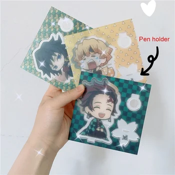 

Anime Demon Slayer Kimetsu No Yaiba Acrylic Pen Holder Kamado Tanjirou Nezuko Zenitsu Model Decoration Toys Gifts for Kids