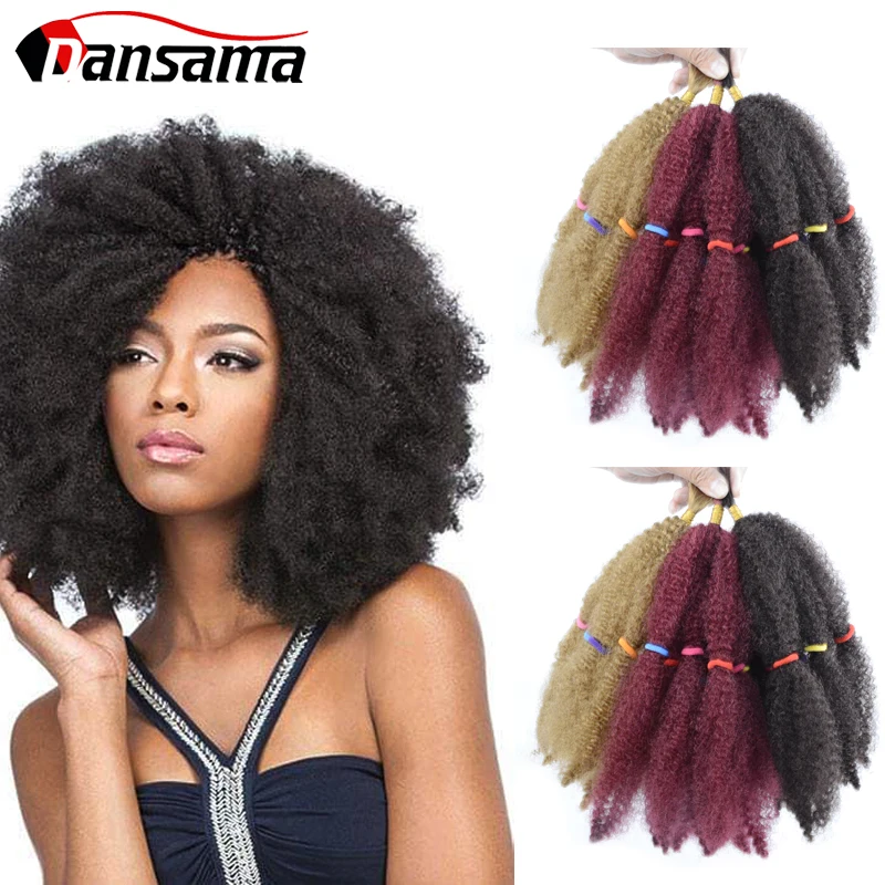

Dansama Afro kinky Bulk Twist Braids Culry Crochet Braiding Hair Extension 14 Inch Synthetic Ombre Braiding Hair Black For Women