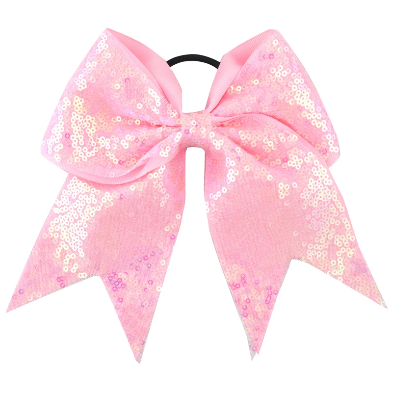 8 Zoll Mädchen Pailletten Jumbo Cheerleading Bogen elastische Haar bänder Cheerleader Haars chleife mit Pferdes chwanz halter Frauen Haarschmuck – Detail 10