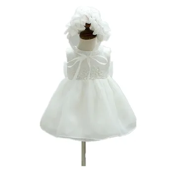 

BBWOWLIN White Baby Girl Clothes with Hat for 0-2T Baby Girl Princess Dresses Party and Wedding 9013