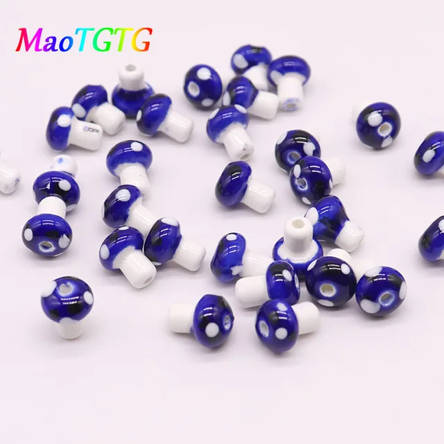 10x12mm Ceramic Mushroom Beads For Jewelry Making Necklace Bracelet Mix Color Handmade Ceramic Spacer Bead Accessories Wholesale A12
