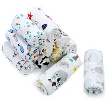 

1pcs Newborn Baby Blanket 100% Cotton Bamboo Blanket Cartoon Patterns Multi-use Infant Towel Baby Muslin Swaddle Wrap