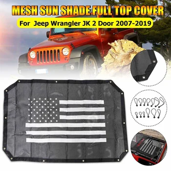 

110x70 cm Car Roof Mesh Top Sunshade Cover UV Sun Protection For Jeep For Wrangler JK 2 Door 2007-2019 Car Accessories Styling