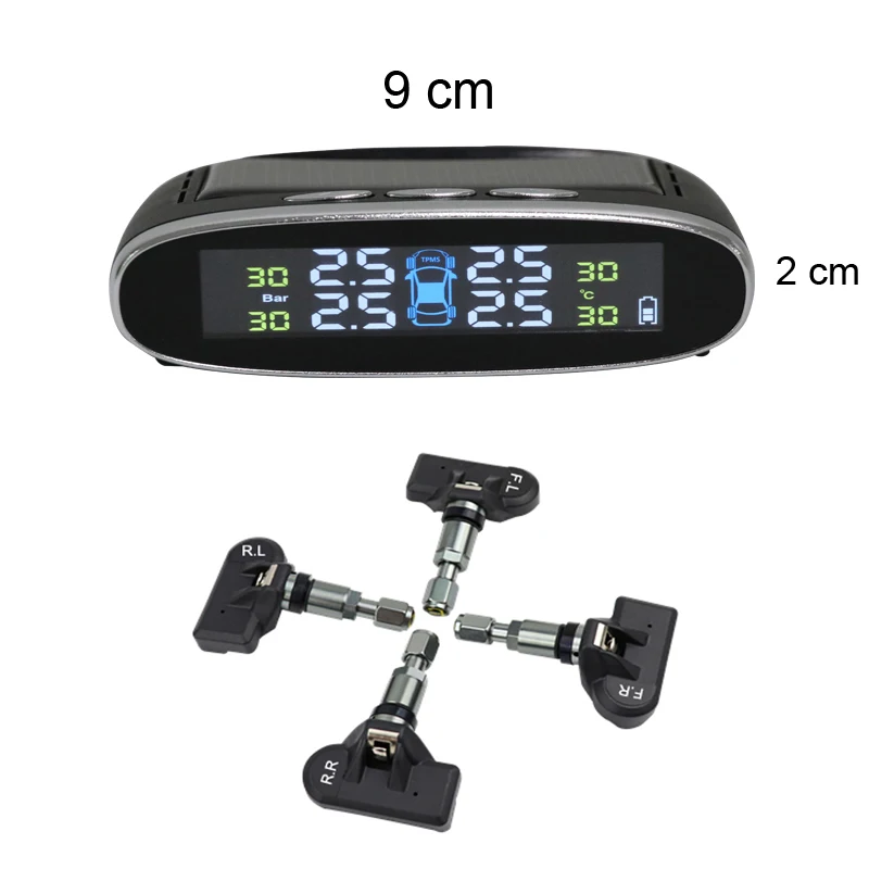 Солнечная система TPMS IP036, система контроля давления в грузовых шинах с 4 датчиками, беспроводной ЖК-дисплей, блок TPMS, переключение PSI/BAR