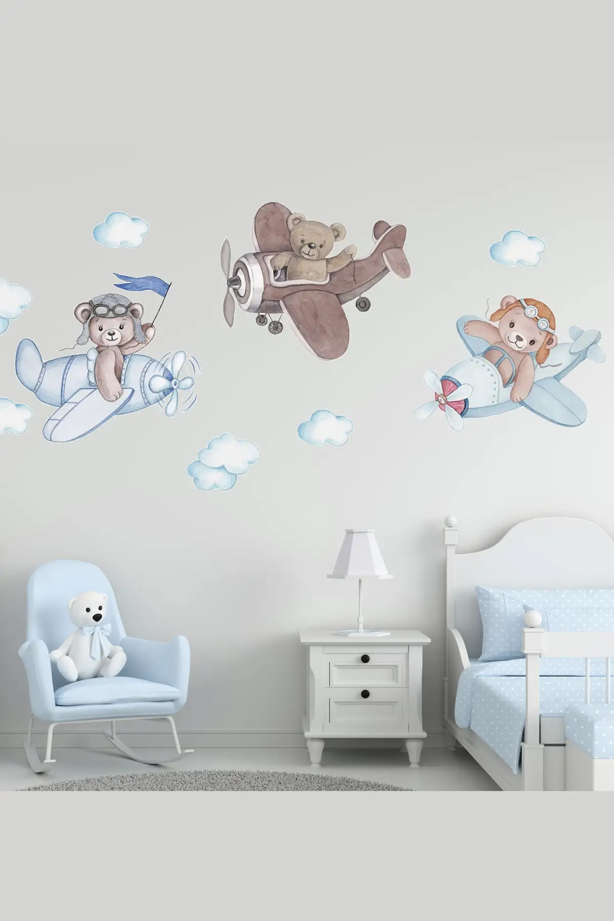 

3 buddy Pilot Bears Wall Stickers Set Elegant Design For Children Quality Product Handy Pleasant To Look Attractive of Interest 2021 Trend