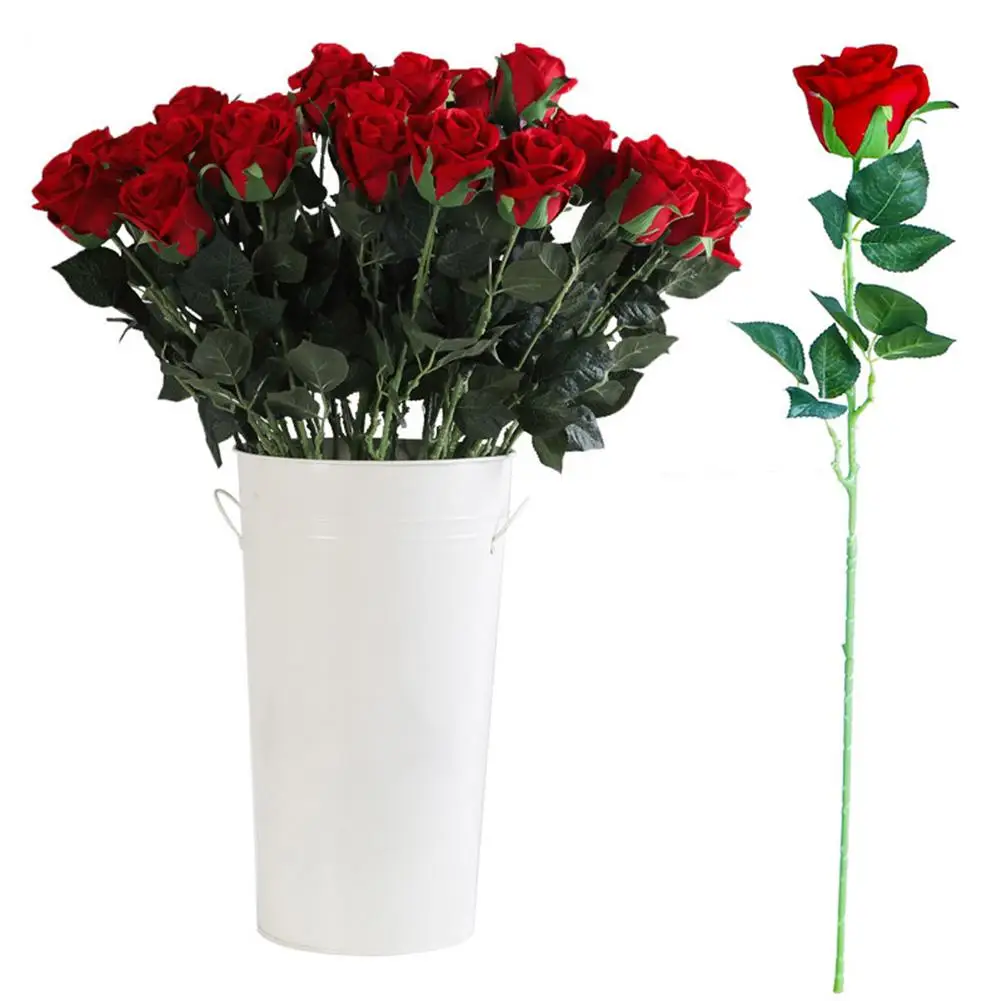 

1Pc Artificial Vivid Color Flower Simulation Red Rose Non-fading Wedding Home Hotel Cafe Party Decor New Year Flower Bouquet