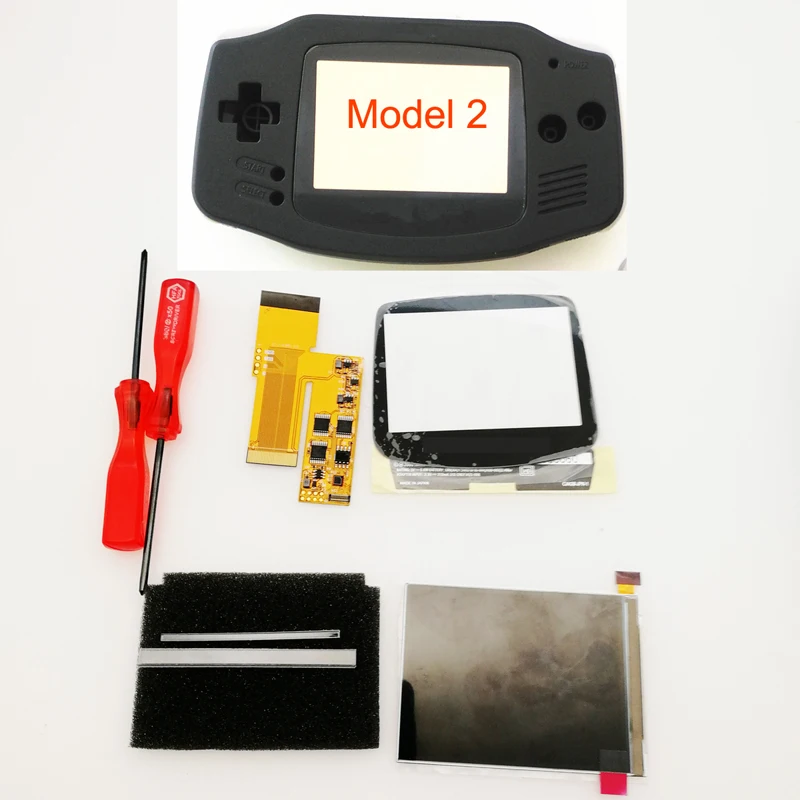 Black DIY ips GBA ЖК-экран 10 уровней высокой яркости подсветки для kingd Gameboy Advance консоль V2 версия с предварительно вырезанным корпусом - Цвет: Black