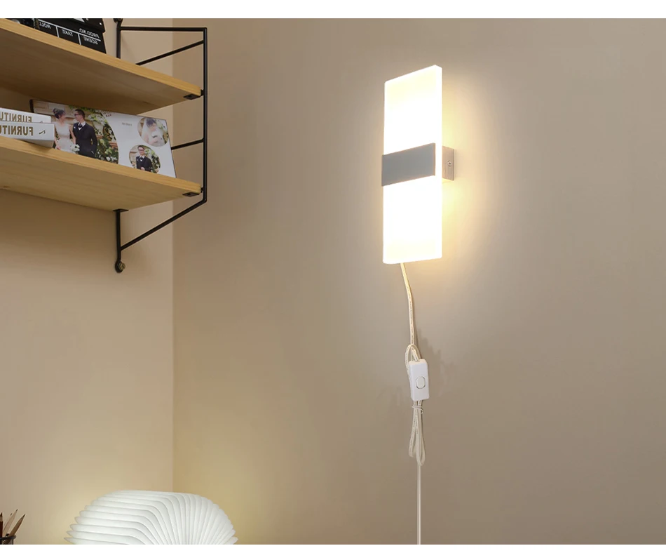 Светодиодный настенный светильник с регулируемой яркостью и датчиком движения, современный настенный светильник для спальни, современный светильник 6 Вт/12 Вт OREAB