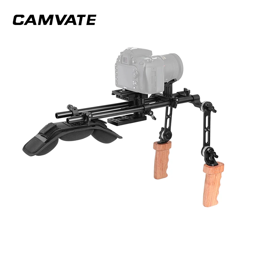 Наплечная Опора camate Pro с быстросъемной пластиной Manfrotto и двойной розеткой(дерево) и поддержкой объектива C2413