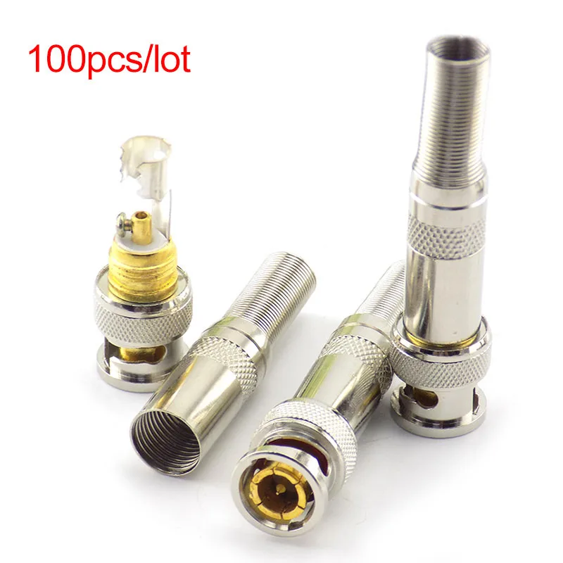 

100pcs BNC Male Connector solderless adapter plug Twist-on Coaxial RG59 Cable for CCTV Camera Security System accessories K09