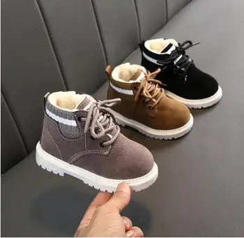 

New Children Boots Kids Martin Boots Boys Snow Shoes Waterproof Warm Fur Children Ankle Boots Toddler Boys Winter Sneaker
