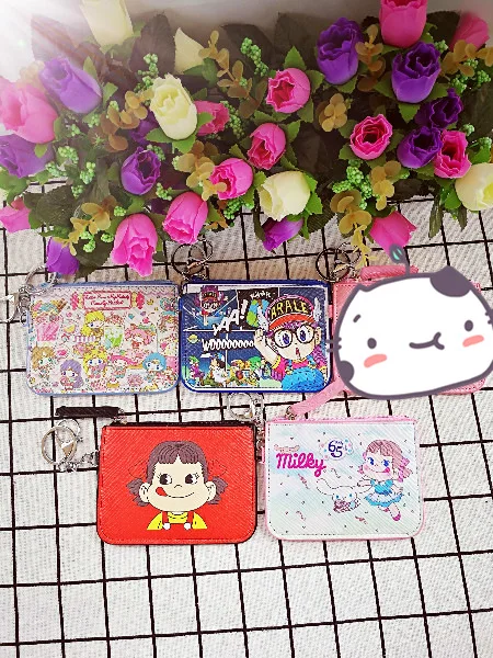 1 шт Молоко девушки Arale аниме, плюшевая держатель для карт PU мультфильм Кредитные ID сумки на молнии монета автобус карты кошелек малыш подарки для девочек на день рождения