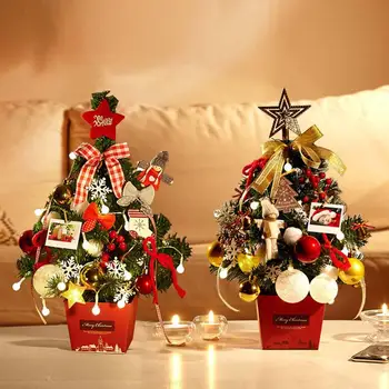 

Glitter Artificial Holiday Celebration with light Ornaments mini Desktop Decor Christmas Decor Christmas tree Decor tree
