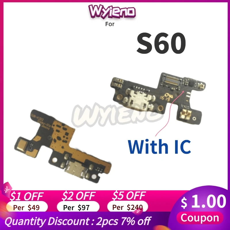 Wyieno For Lenovo S60 S60W USB Dock Charging Port Charger Plug Flex Cable Microphone MIC Board Top With IC+tracking | Мобильные