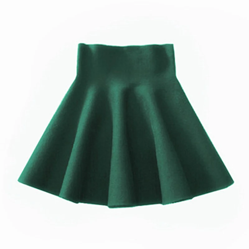dark green Модная Однотонная юбка с высокой талией на осень и зиму, Женская плиссированная юбка в консервативном стиле, женская одежда - Цвет: dark green