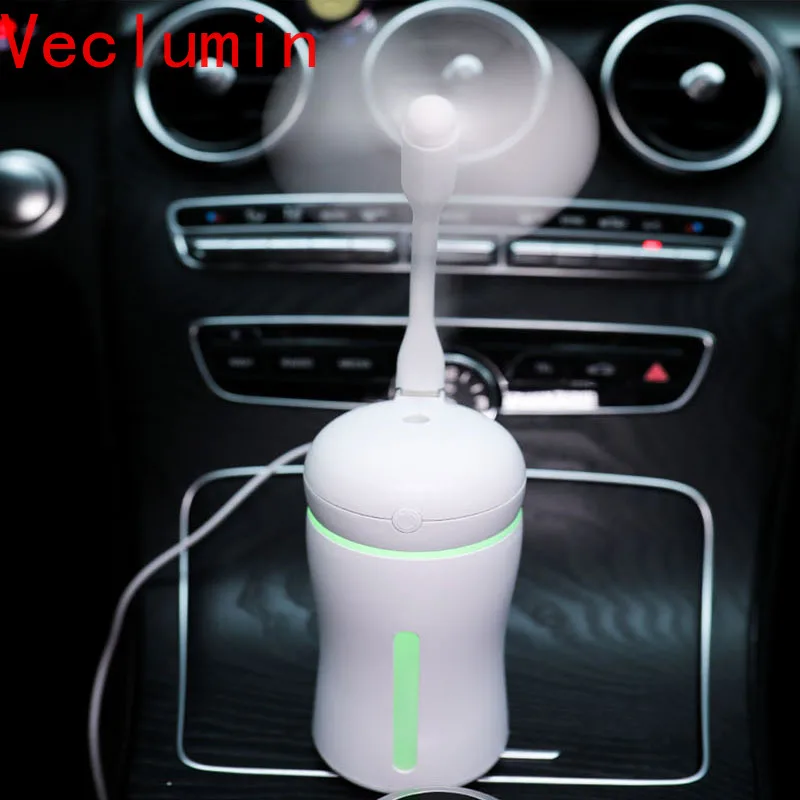 

Car air freshener Heart Humidifier 3 in 1 Ultrasonic Air Purifier USB Fan Portable With LED Light Office Home Mist Maker