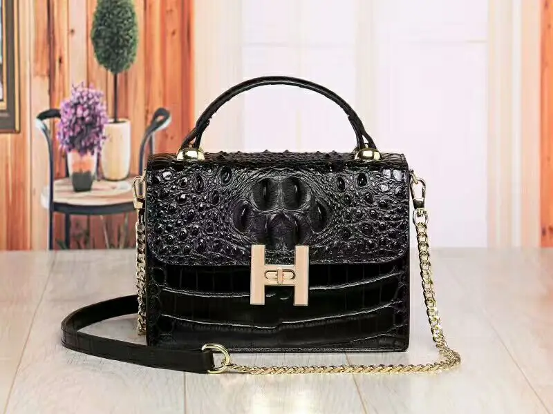 

2019 fashion crocodile small square bag, leather shoulder bag, stylish diagonal cross-layer cowhide bag women leather handbags