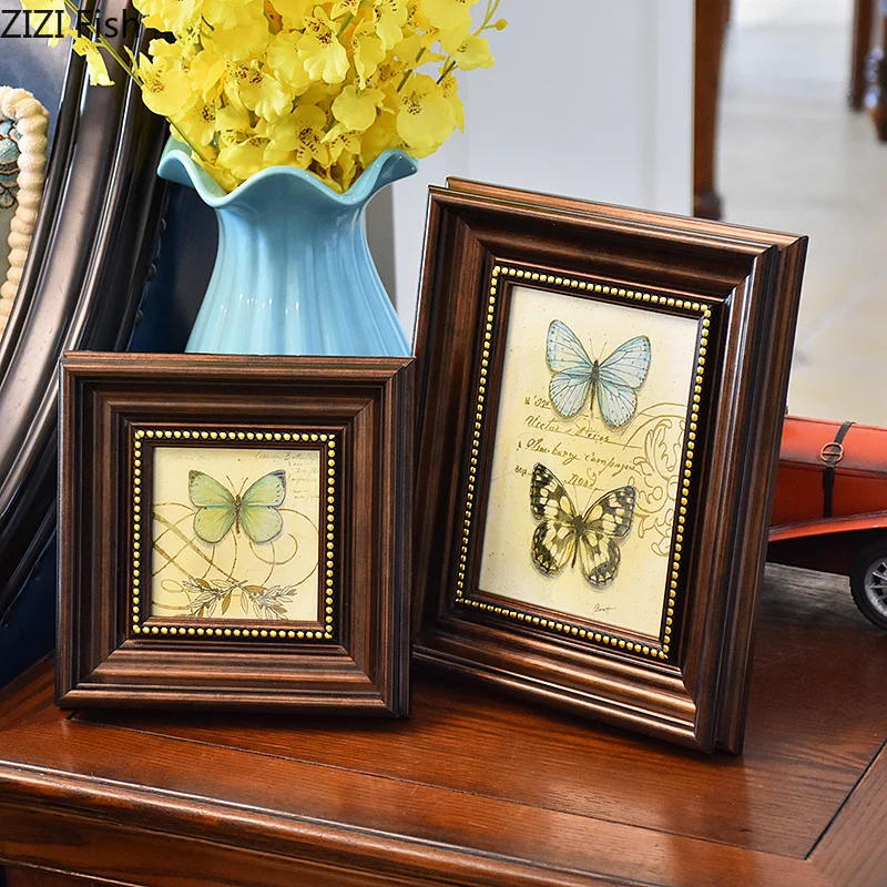 Vintage Imitation Wood Photo Frame Set Nightstand Family Portrait Desk Decoration 4/6/7/10 Inch Picture Frames Rustic Home Decor | Дом и сад