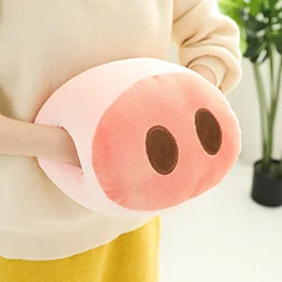 Pink Креативная плюшевая подушка со свиньей носом, розовые руки, теплые подушки с отверстиями, функциональные животные, мультяшная Подушка для детей, взрослых, друзей, рождественский подарок - Цвет: Pink