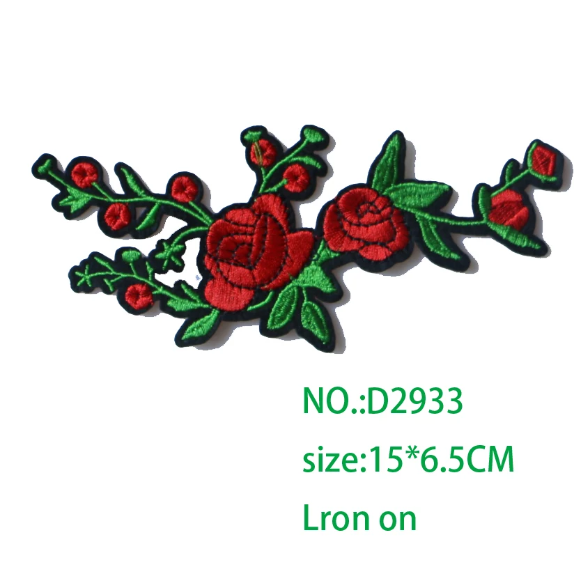 Red rose flower Decorative Patch icon Embroidered Applique Patches For DIY Iron on Badges Stickers on backpack,the clothes