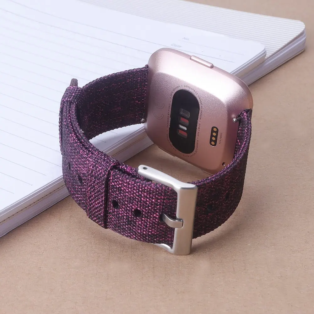 Браслет ремешок для часов холст плед ремешок Замена для Fitbit Versa фитнес Смарт часы аксессуары
