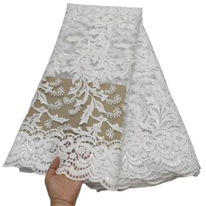 

Royal blue High Quality African Lace Fabric Pure White French Net Embroidery Tulle Lace Fabric For Nigerian Wedding Party Dress