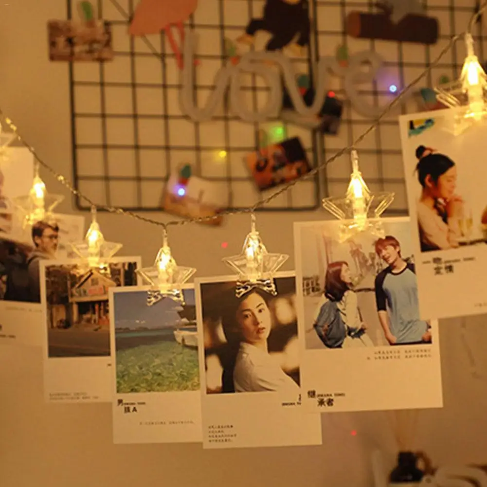

10 LED Garland Card Photo Clip Led String Fairy Lights Battery Operated Christmas Garlands Wedding Valentines Decoration 40P