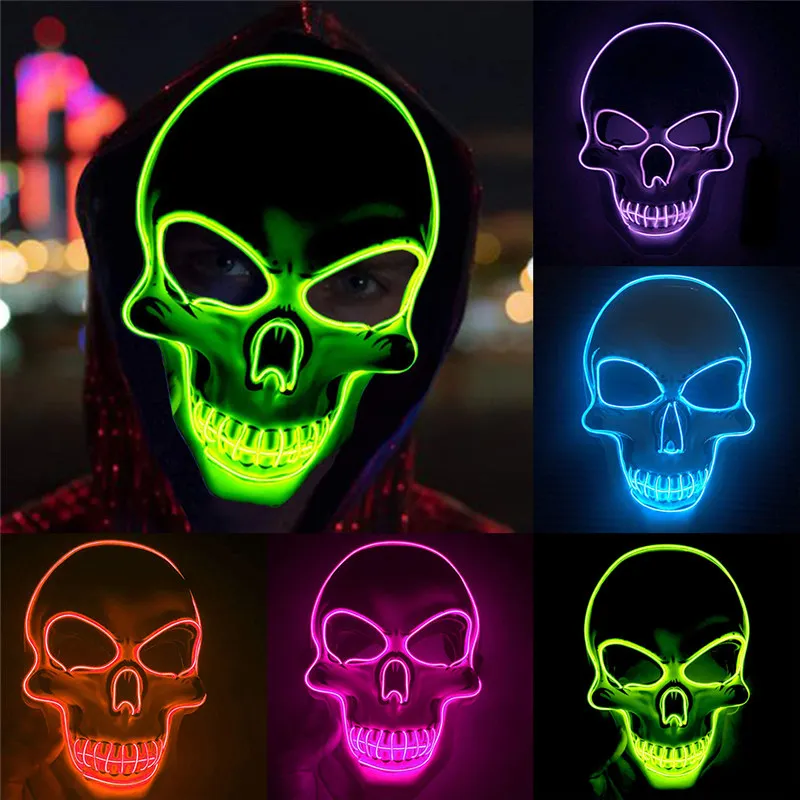 

Halloween Mask LED Maske Light Up Party Masks Neon Maska Cosplay Mascara Horror Mascarillas Glow In Dark Masque Luminous Toy
