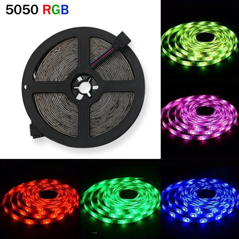 5050 RGB 2835 5050 SMD RGB светодиодный светильник 50 см/1 м/2 м/3 М/4 м 12 В гибкая лента шкаф для спальни - Испускаемый цвет: 5050 RGB