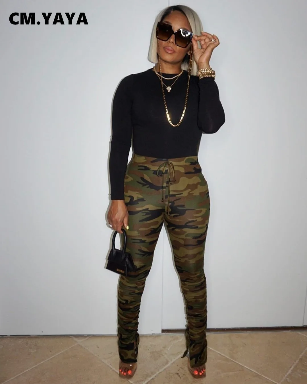 CM.YAYA Camouflage Women Elastic 