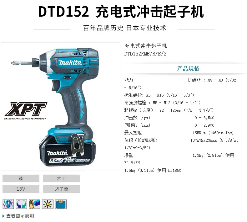 מקיטה השפעה נהג DTD152Z DTD152 