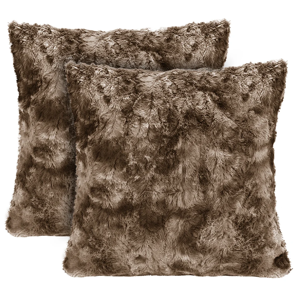 LANGRIA Faux Fur Cushion Covers 18x18&quot 2 Sets Soft Plush Shaggy Throw Pillow Case Hidden Zip Closure Bed Sofa Couch | Дом и сад