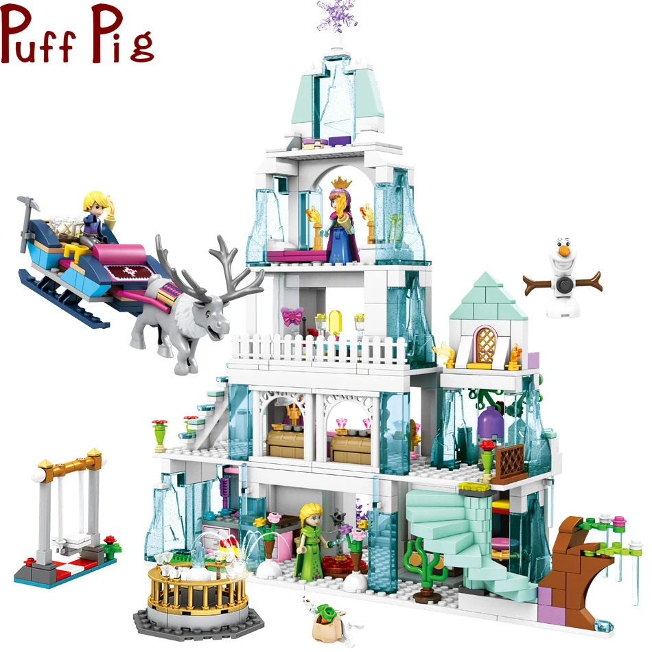 

767pcs Princess Aisha Frozened Snow Castle Building Blocks Compatible Friends House Toys for Children Figures Bricks