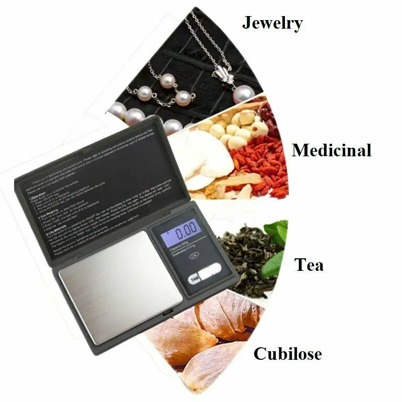 

Portable Mini Digital Scale Ultra Slim Large Display Easy to Clean Scale for Tea Leaf Food Kitchen Jewelry