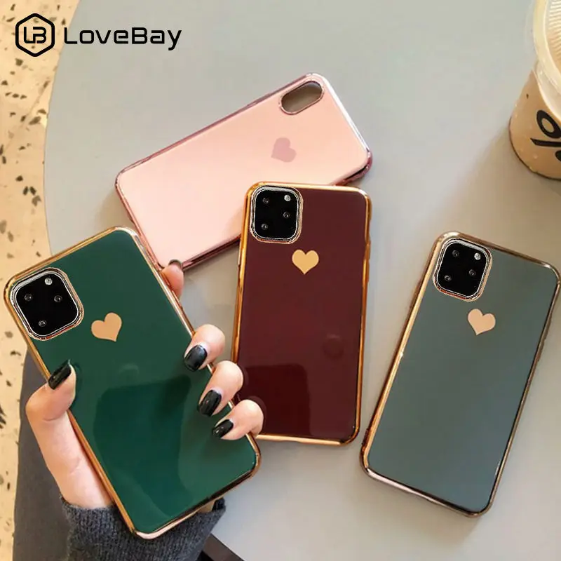 Lovebay гальваническое покрытие Любовь Сердце чехол для телефона для iPhone 7 8 6 6s Plus 11 Pro X XR XS Max противоударный Мягкий ТПУ силиконовый чехол