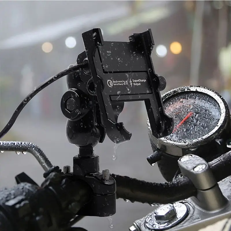 Водонепроницаемое металлическое Крепление для смартфона мотоцикла с QC 3,0 USB быстрое зарядное устройство для мотоцикла зеркальный держатель для руля