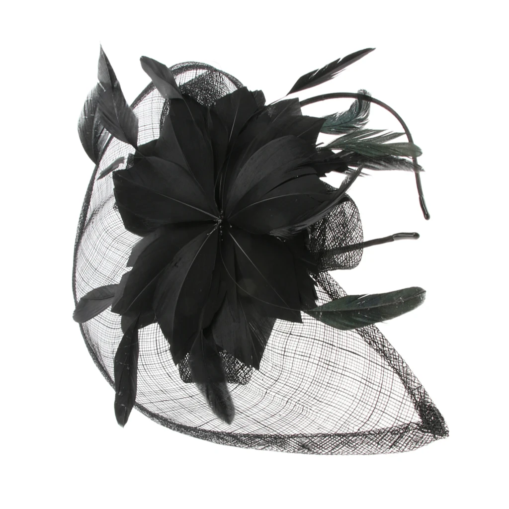 Женский чародей свадебные гонки Королевский Ascot перо головной убор на оголовье и клип