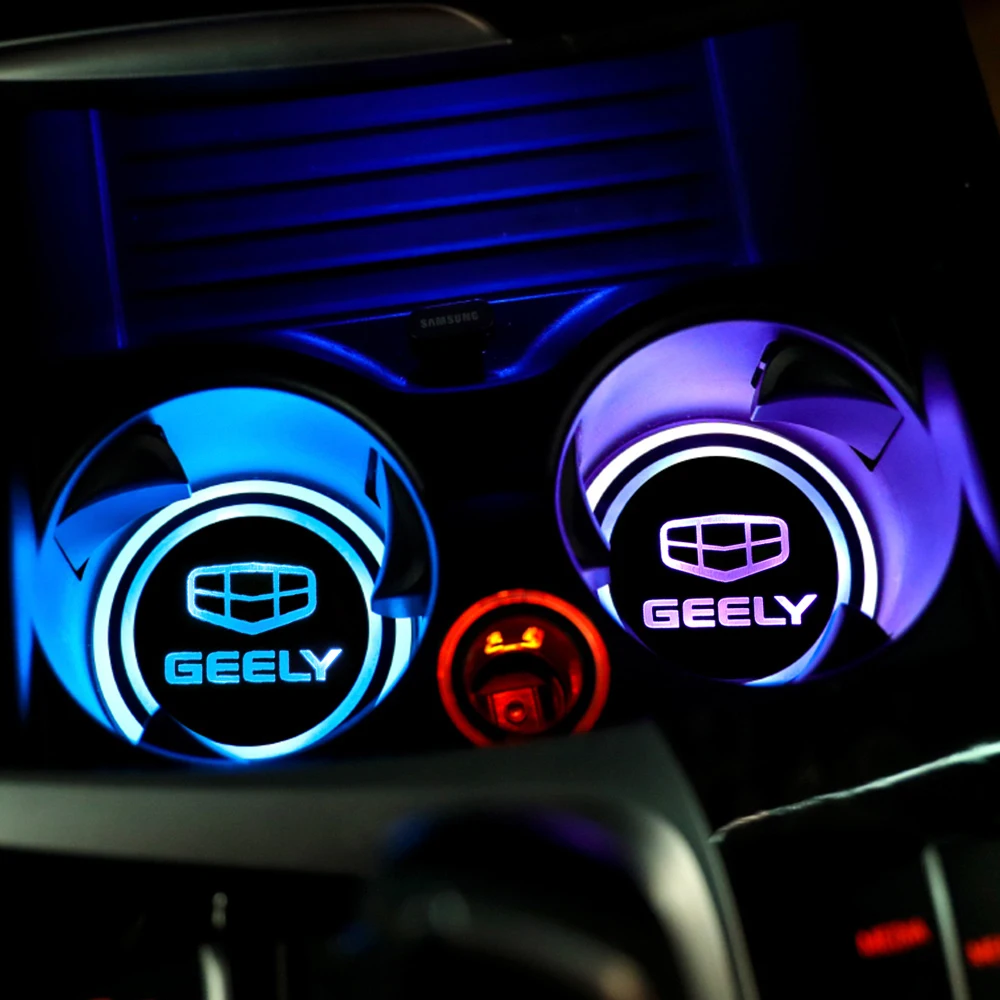 For Geely Emgrand EC7 X7 SL CK CD GC5 GC7 GX2 GC9 GX7 GX9 Car Accessories Cup Holder Luminous Coaster Mat Badge Decoration Pads |