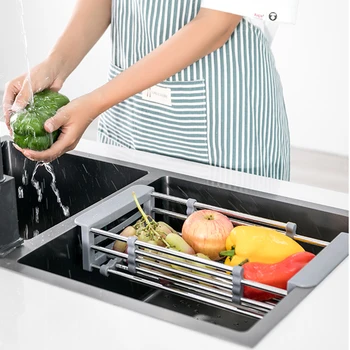 

Multifunctional Foldable Drainage Storage Box Stainless Steel Retractable Drainer Rack Water Filter Rack Drain Basket