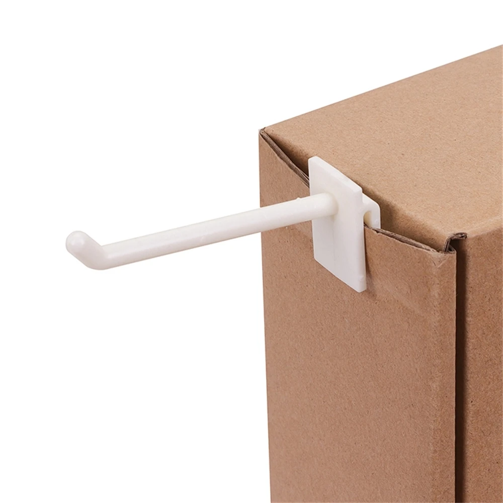 Paper Shelf Accessories Plastic Hook Toothed Gripper Merchandising Display Hanger White