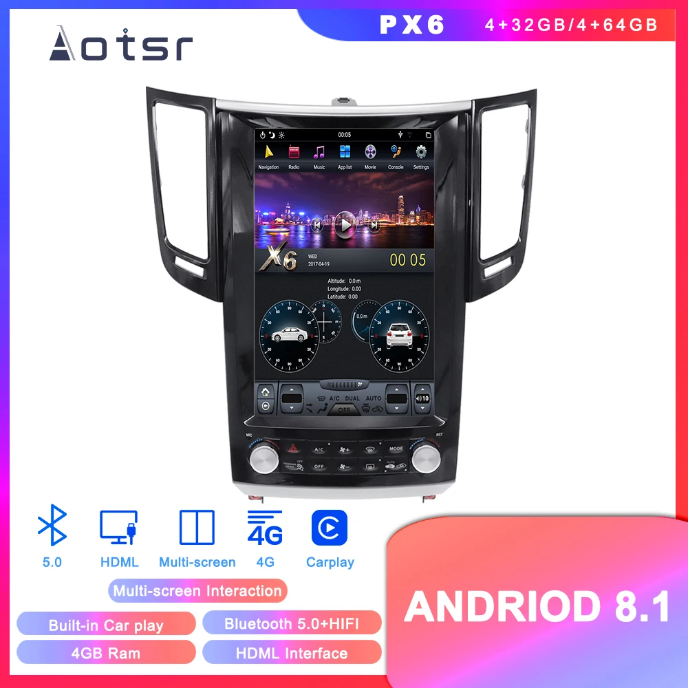 

Android 8.1 Tesla Style GPS Navigation For Infiniti FX FX25 FX35 FX37 2007+ Auto Radio Stereo Vertical Screen Multimedia Player
