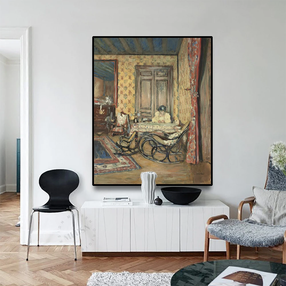 

Cassisy Canvas Art Oil PaintingInterior view with rocking chairEdouard Vuillard Art Picture Wall Decor Modern Home Decoration