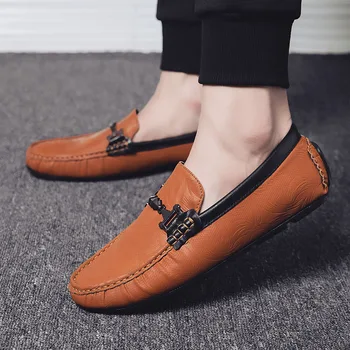 

Casual Shoes For Men Loafers genuine Leather Men Boat Shoes Luxury Brand Handmade Men Slip on moccasins men Shoes Male Shoes
