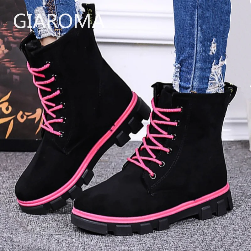 

WInter Snow Boots for Women Lace Up Ankle Boots Female Rubber Sole Bota Mujer Plush Insole Calzado Mujer Warm Shoes Woman 41