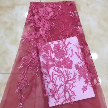 

Madison Flower Lace Fabric for Dresses Latest Nigerian French Tulle Lace with Sequin High Quality African Sequins Laces Fabric