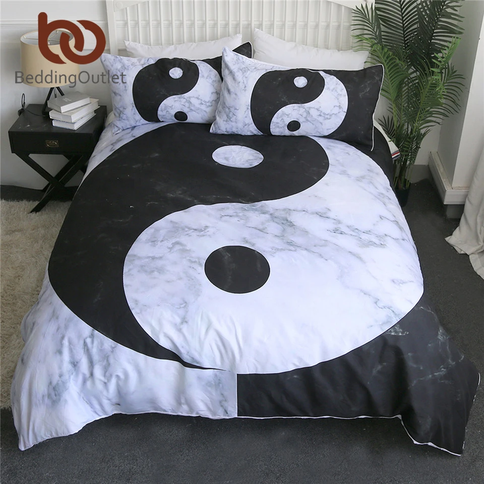 BeddingOutlet Juego de cama de Tai Chi, funda Yin ang funda de edredón de mármol, juego de cama King de Cachemira, cobertores de de ropa de cama| - AliExpress