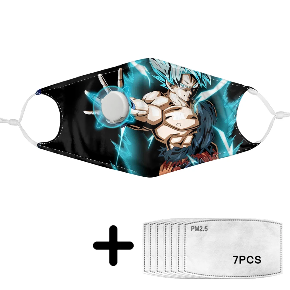 

Dragon Ball Saiyan Cartoon Anime Mask on Face for Teenager Boys Girls Women Polyester Masks with Breathing Valve PM2.5 Filters