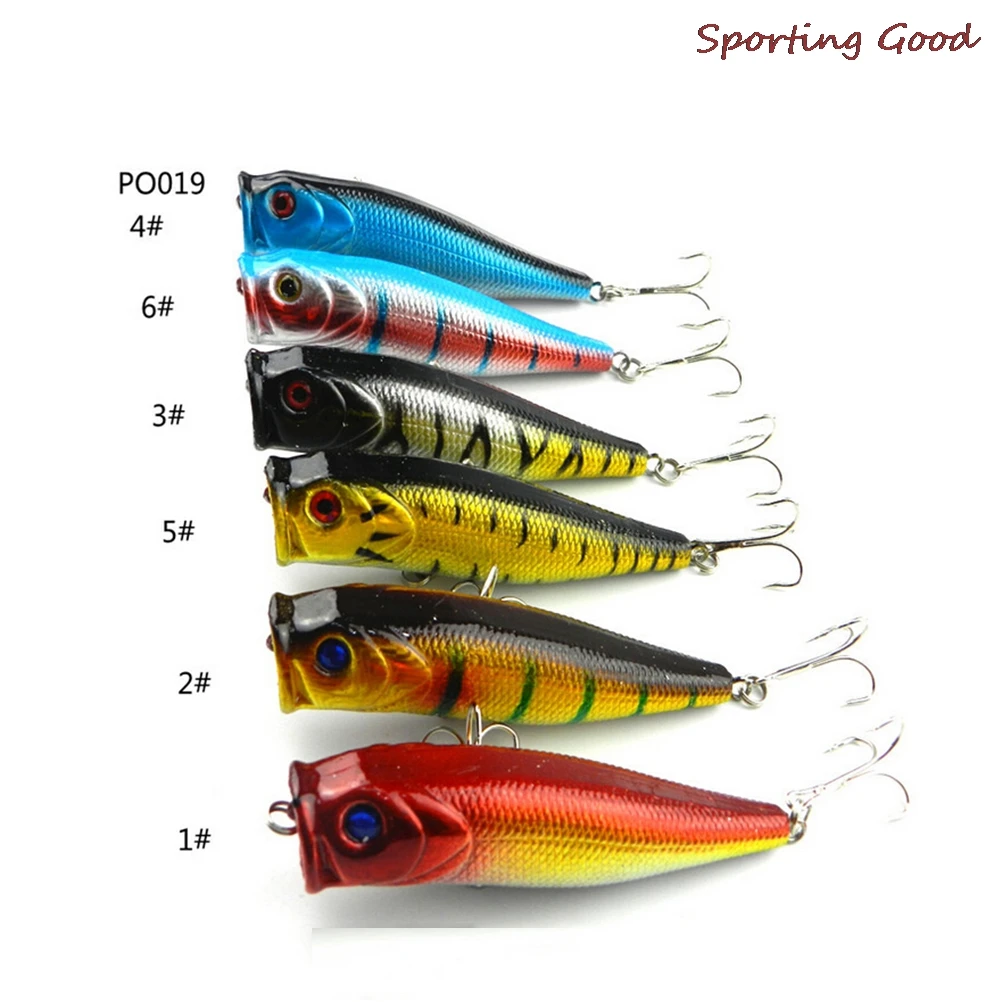 Fishing Lure 6 Colors Popper Lure Topwater 9cm Fishing Bait High Carbon Steel Hook Fishing Tackle Crankbait Minnow Hook 6pcs/set